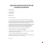 Executive Officer sample cover letter for checking for vacancy example document template