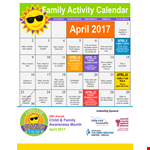 Family Activity Calendar Template for Fun and Organized Family Activities example document template