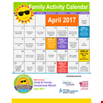 Family Activity Calendar Template for Fun and Organized Family Activities example document template 