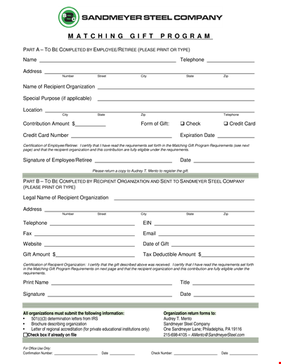 Matching Gift Acknowledgement Letter for [Company]: A Powerful Support Program for Your Organization