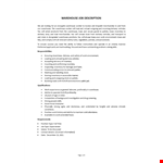 Warehouse Associate Job description example document template