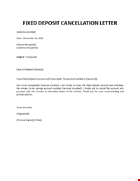 Fixed Deposit Cancellation Letter