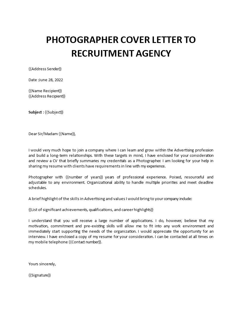 advertising photographer cover letter Main Image advertising photographer cover letter