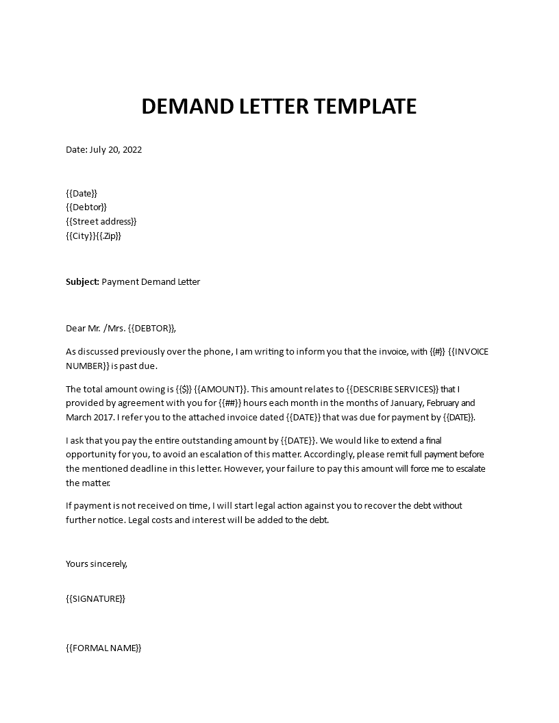 demand letter template Main Image demand letter template