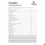 Mortgage Budget Planner | Monthly Expenses & Income Printable example document template