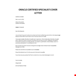 Oracle Specialist Cover Letter example document template
