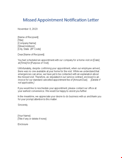 Free Missed Appointment Letter Template
