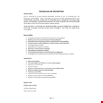 Technician Job Description example document template