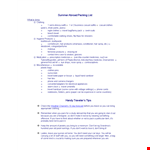Packing List For Summer Vacation example document template