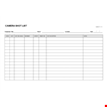Shot list example document template