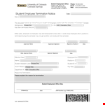 Student Employee Termination Notice example document template 