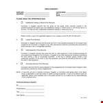 Warranty Price example document template