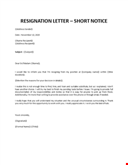 Resignation Letter Sample With Notice Period