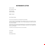 Retirement letter template example document template