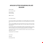 Apology letter for delay in delivery example document template 