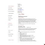 Marketing Executive Resume - PDF Format | Marketing, Sales, Personal, Customers example document template