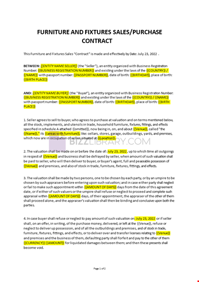 Furniture Purchase Agreement Template
