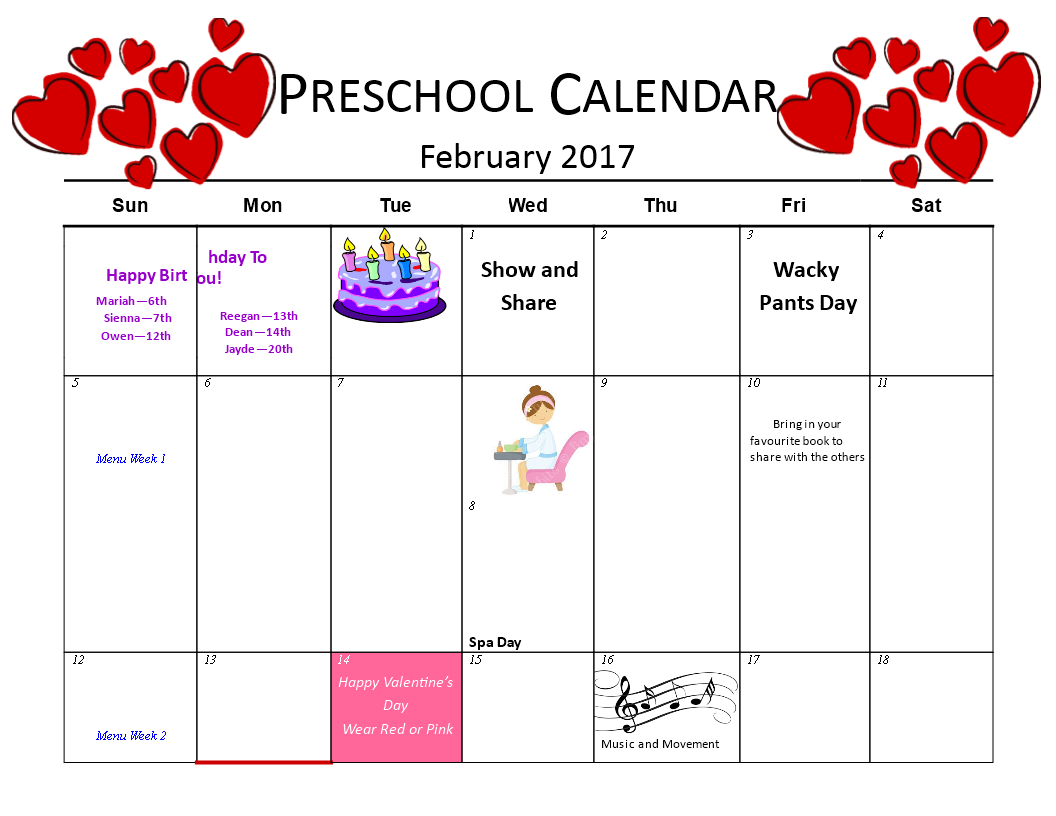 Preschool Birthday Calendar Template | Share with Parents