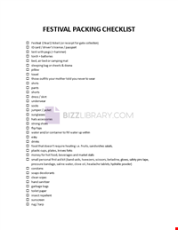 Festival Packing List