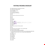 Festival Packing List example document template