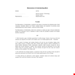 Agreed Memorandum of Understanding Template for University Exchange example document template