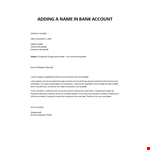 Add Name Bank Account Request example document template