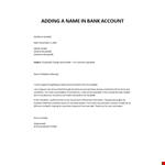Add Name Bank Account Request example document template 