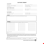 Club Itinerary example document template 