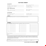 Club Itinerary example document template