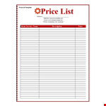 Affordable Price List Template - Customize and Print | Company Name example document template