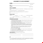 Lease Assignment Agreement Template example document template