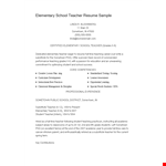 Sample Elementary Teacher Resume example document template