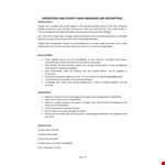Supply Chain Manager Job Description example document template