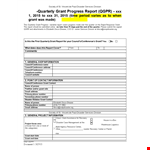 Quarterly Grant Report Template example document template