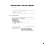Event Proposal Summary Template example document template