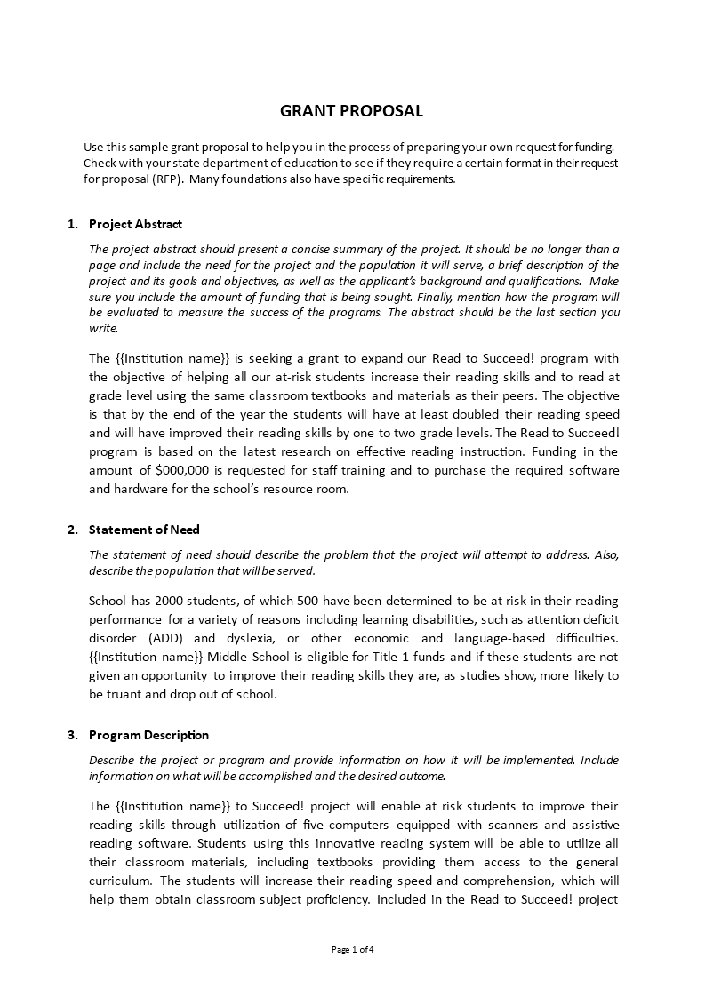 Grant Proposal Template Intended For Grant Proposal Template Word