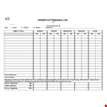 Driver Attendance Log Template - Track Vehicle and Driver Attendance with Signature example document template