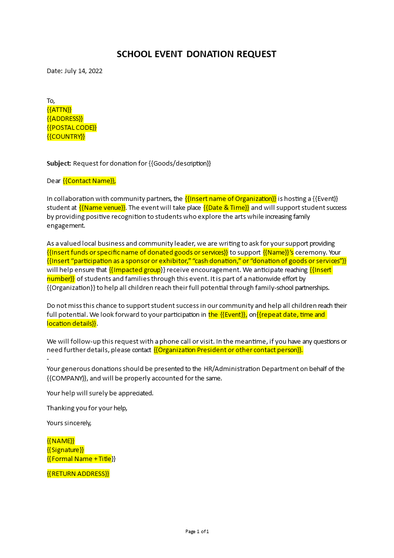 sponsorship event request letter template