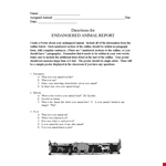 Download Free Animal Report Template | Create an Outline, Poster | Learn about Endangered Animals example document template 