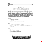 Download Free Animal Report Template | Create an Outline, Poster | Learn about Endangered Animals example document template