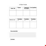 Lab Report Template - Detailed Procedures & Numbers for Your Report example document template