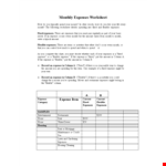 Monthly Expenses Worksheet example document template