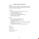 Summer Custodian Job Description example document template