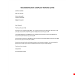Complaint Response Miscommunication example document template