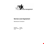 Contractor Service Level Agreement Template example document template