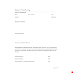 Employee Written Warning Template PDF for Supervisor and Employee example document template