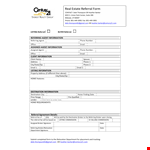 Real Estate Referral Form example document template