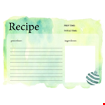Generic Recipe Card Template example document template 