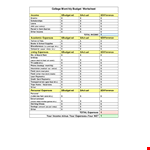 Free Monthly College Budget Template example document template