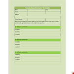 Customizable Questionnaire Template - Write Effective Questions & Get Insightful Answers example document template
